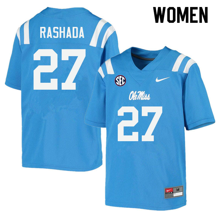 Women #27 Roman Rashada Ole Miss Rebels College Football Jerseys Sale-Power Blue - Click Image to Close